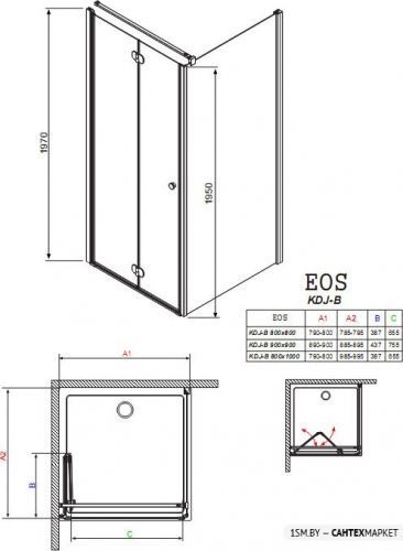 Душевой уголок Radaway Eos KDJ-B 80Rx100 (прозрачное стекло) фото 3