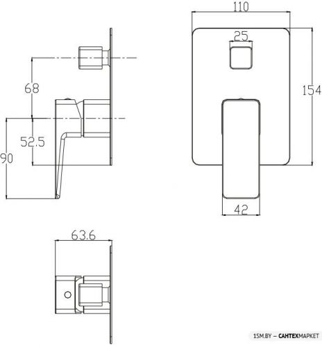 Смеситель для ванны и душа Omnires Parma PM7435 CR фото 2