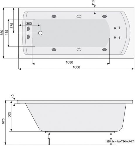 Акриловая ванна Poolspa Linea XL 160x75 Smart 2+ PHP3F10ST2C1960 фото 4