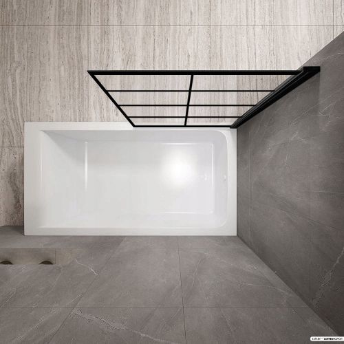 Стеклянная шторка для ванны Rea Lagos-1 80 (черный/прозрачное стекло) фото 2