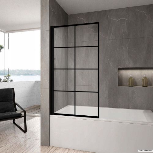 Стеклянная шторка для ванны Rea Lagos-1 Fix 80 (черный/прозрачное стекло) фото 2