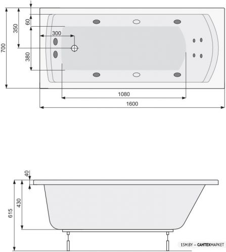 Акриловая ванна Poolspa Linea 160x70 Smart 2 PHPNC10ST2C0000 фото 4