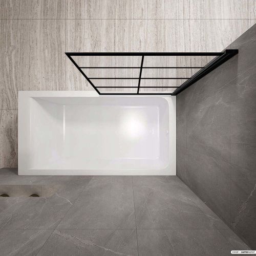 Стеклянная шторка для ванны Rea Lagos-1 Fix 80 (черный/прозрачное стекло) фото 3