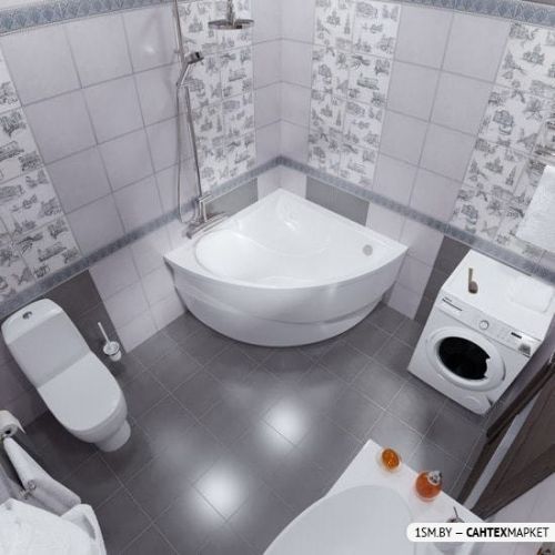 Акриловая ванна Triton Синди 125x125 (с ножками, экраном и сифоном) фото 6