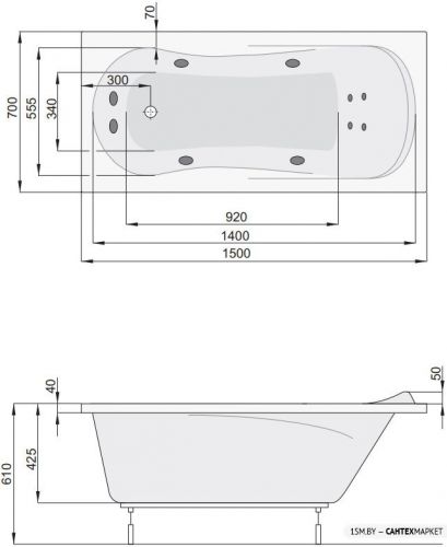 Акриловая ванна Poolspa Muza 150x70 Smart 1 PHPD510ST1C0000 фото 4