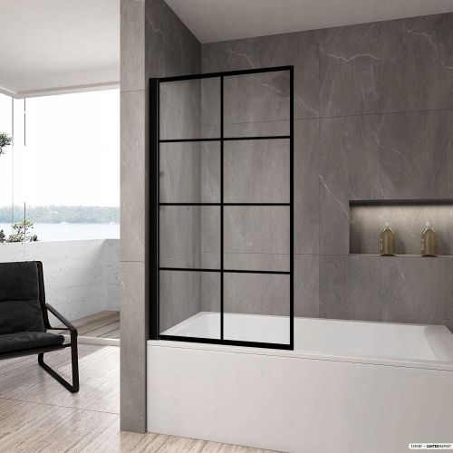 Стеклянная шторка для ванны Rea Lagos-1 70 (черный/прозрачное стекло) фото 3