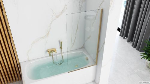 Стеклянная шторка для ванны Rea Elegant 80 (золото/прозрачное стекло) фото 3